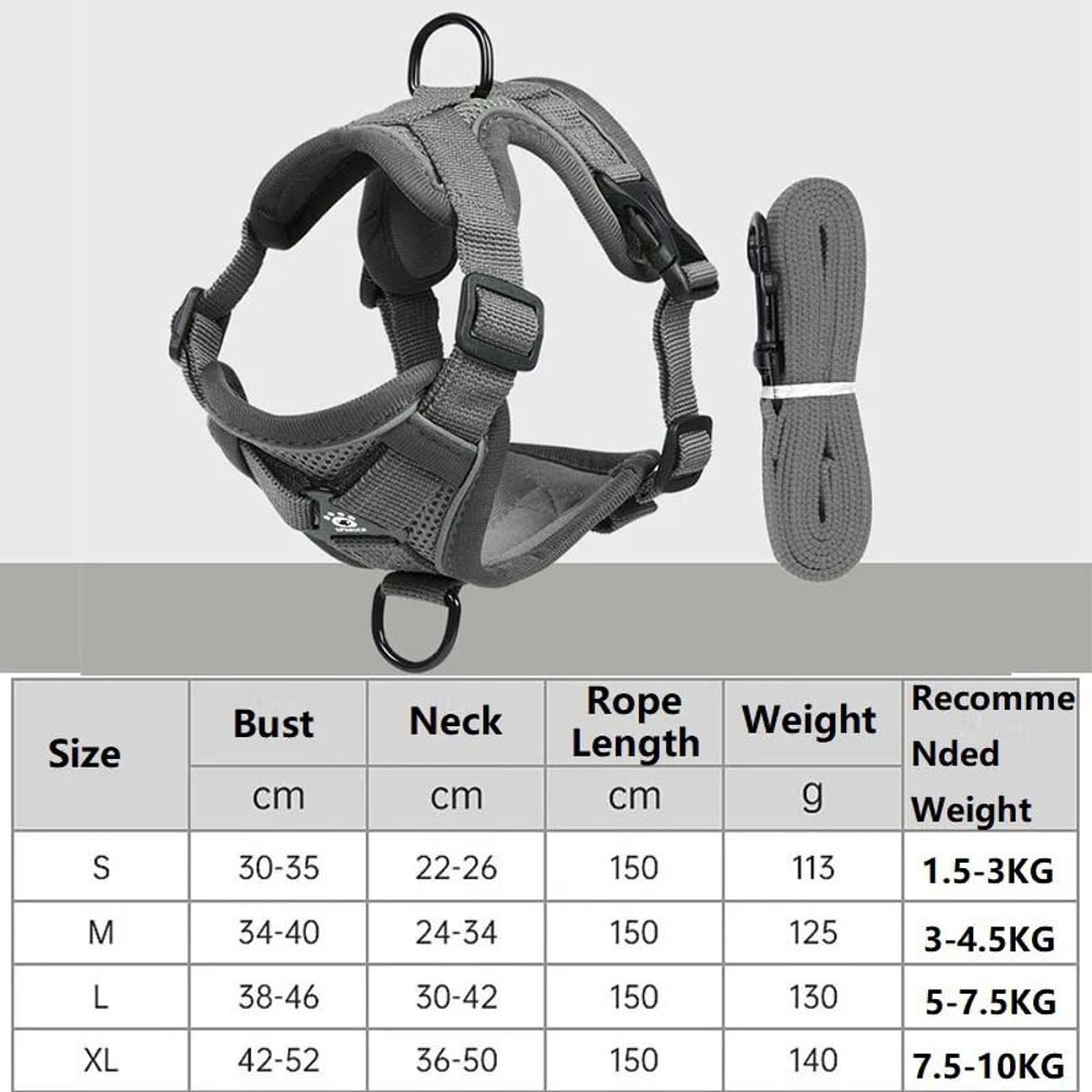 Adjustable Anti Escape Cat Harness And Leash Set 2
