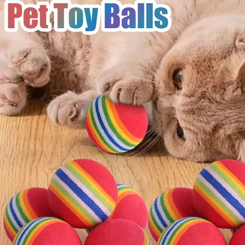 Rainbow EVA Cat Toy Balls For Interactive Play And Training 7