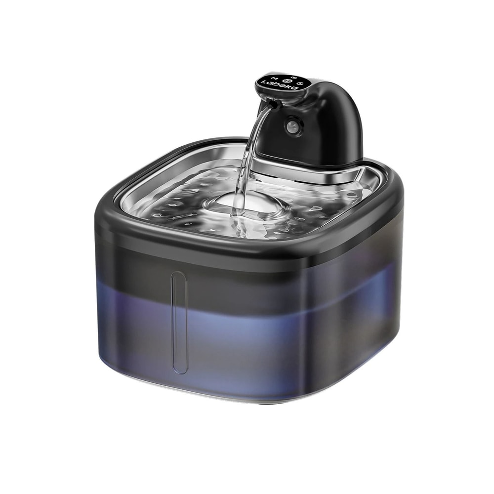 Wireless Cat Water Fountain With Motion Sensor And Stainless Steel Tray 0