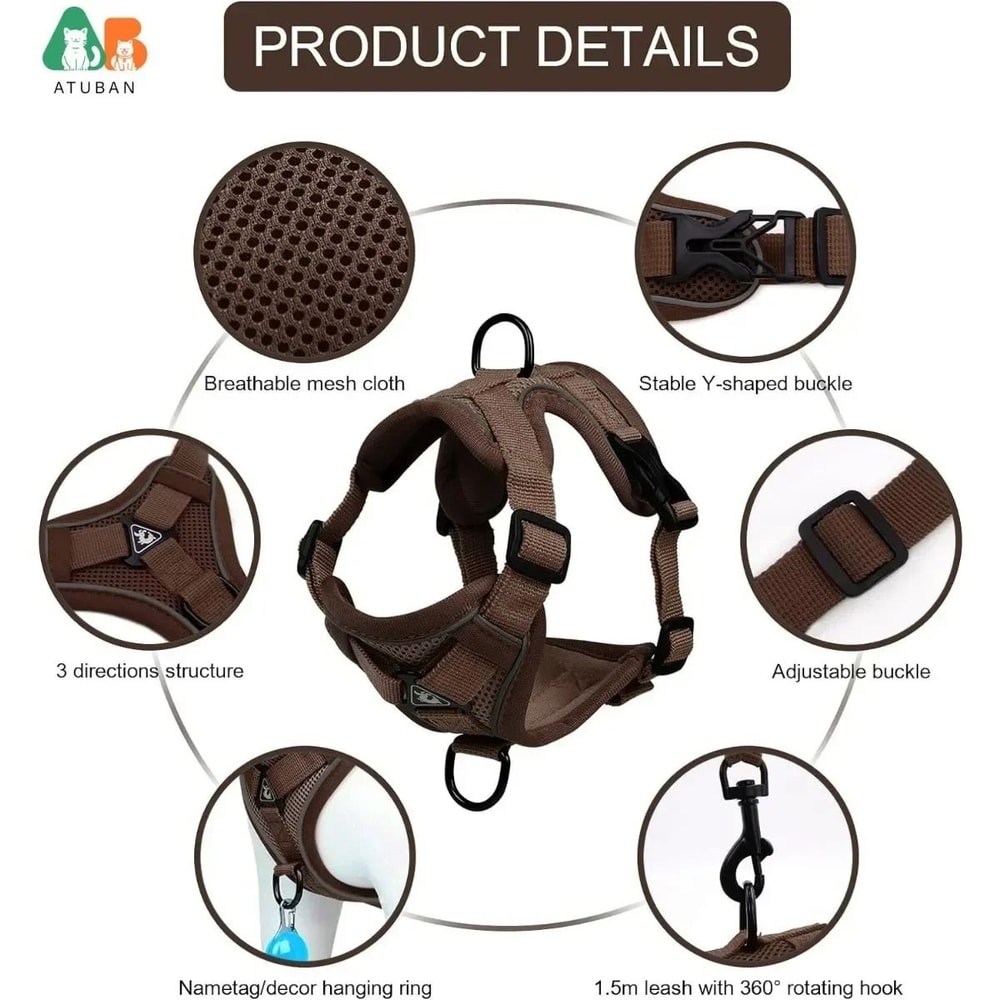 Adjustable Reflective Cat Harness And Leash Set 11