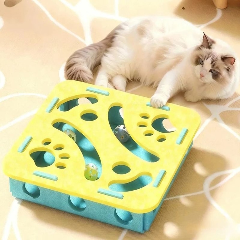 Interactive Felt Cat Puzzle Toy Box With Ball For Indoor Play 10