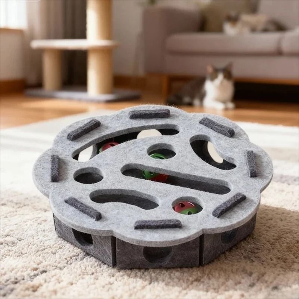 Interactive Felt Cat Puzzle Toy Box With Ball For Indoor Play 7