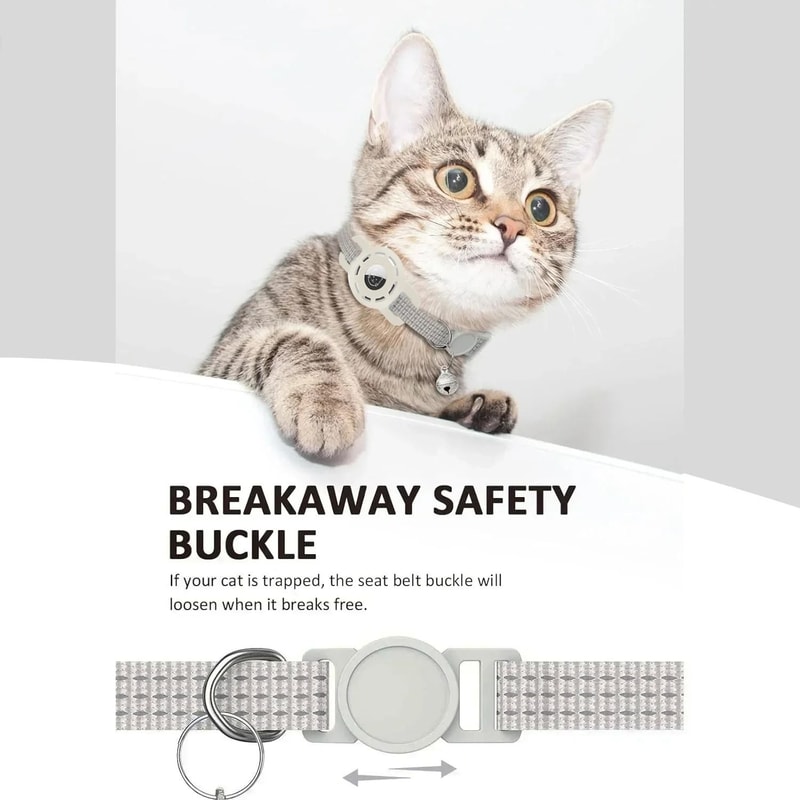 AirTag Compatible Reflective Cat Collar With Breakaway Bell 10