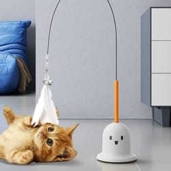 suction cup cat teaser rod with feather bell for indoor play