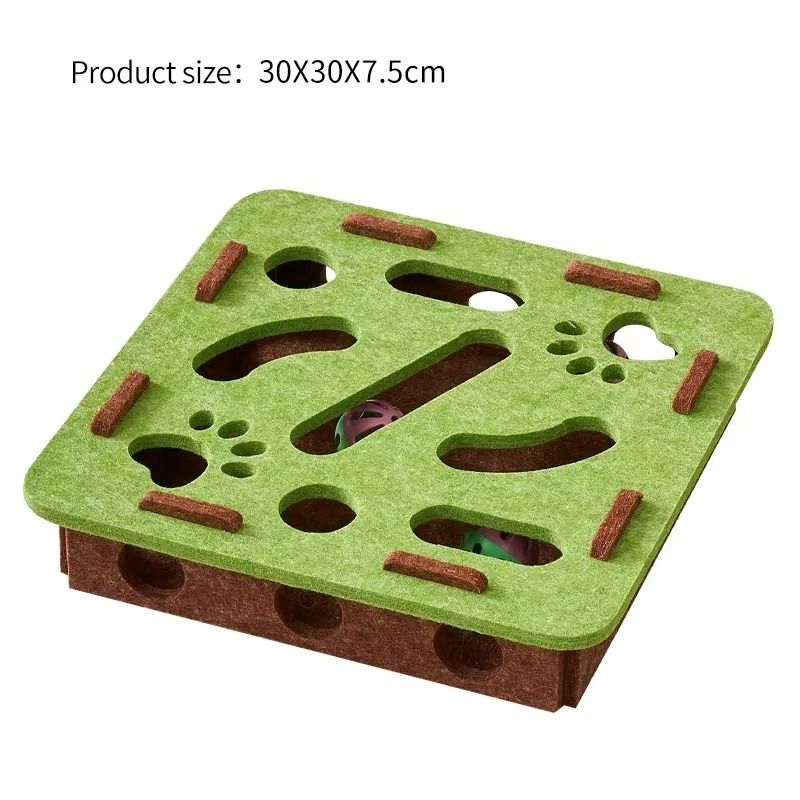 Felt Cat Puzzle Maze Toy Box With Bell Ball For Indoor Play 2