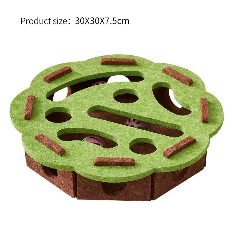 Felt Cat Puzzle Maze Toy Box With Bell Ball For Indoor Play 4