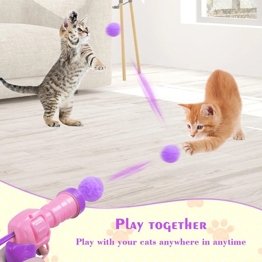 Interactive Cat Ball Launcher Toy With Quiet Plush Balls 13