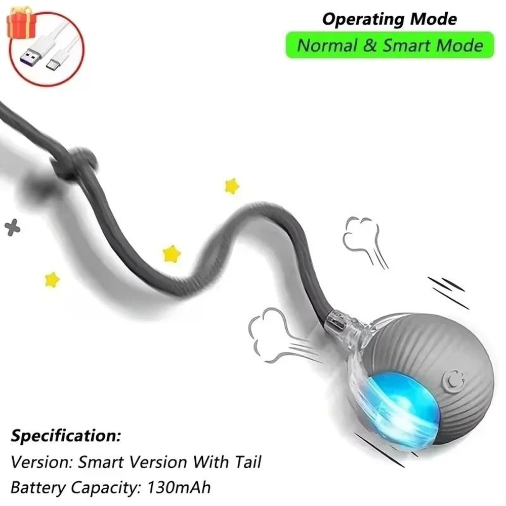 Rechargeable Automatic Cat Ball Toy With Moving Tail For Indoor Play 2