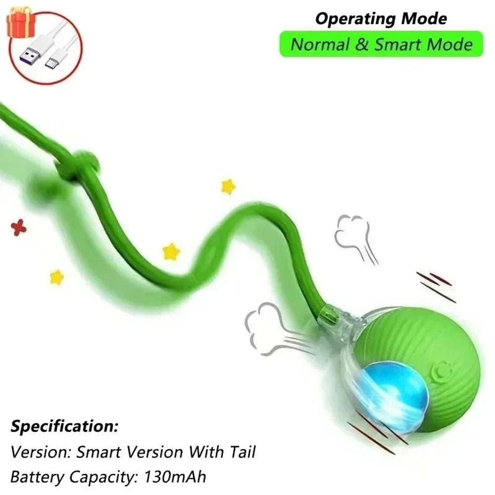 Rechargeable Automatic Cat Ball Toy With Moving Tail For Indoor Play 1