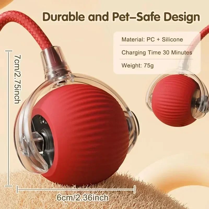 Rechargeable Automatic Cat Ball Toy With Moving Tail For Indoor Play 8