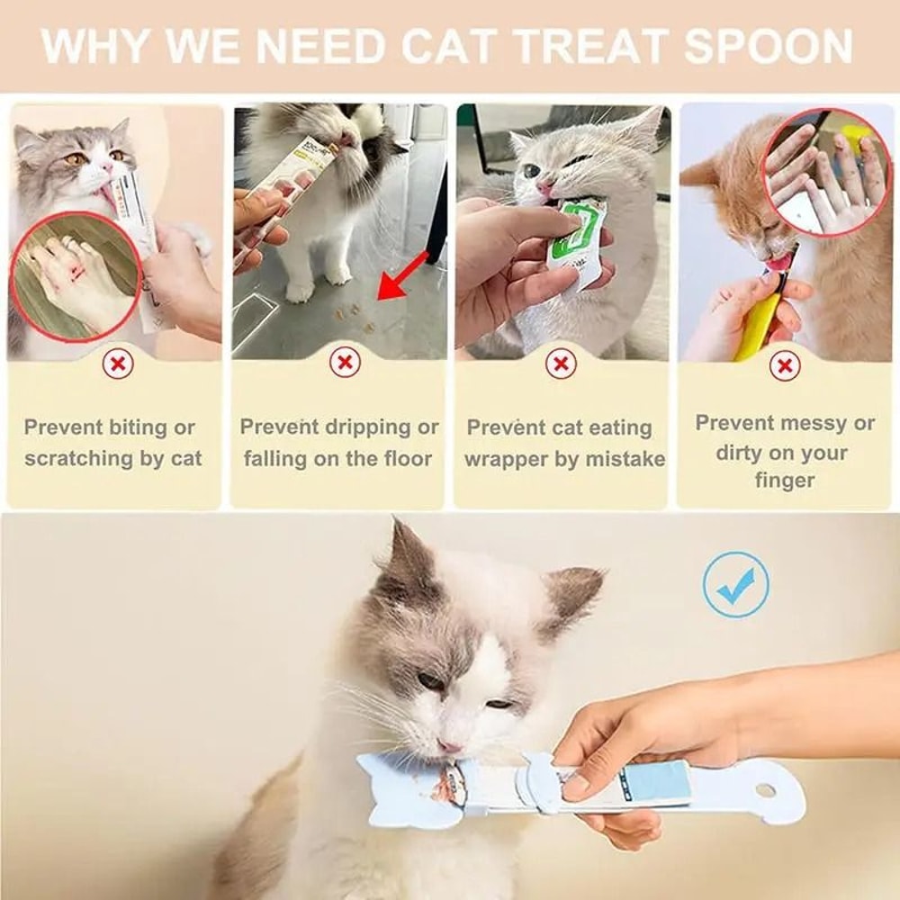 Mess Free Cat Treat Spoon Feeder For Lickable Treats 9