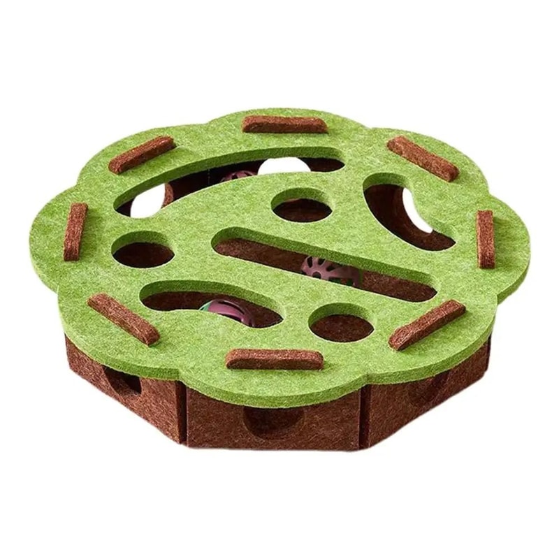 Interactive Felt Cat Puzzle Toy With Bell Maze Scratcher 0