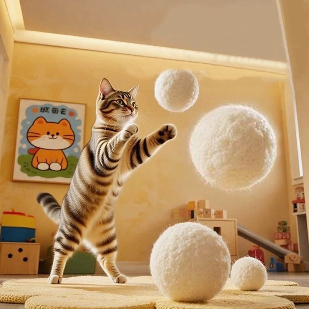Silent Wool Ball Cat Toy For Chase And Bite Play 5