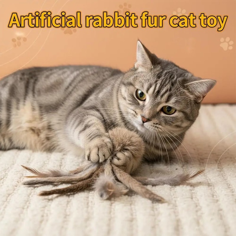 Fluffy Faux Fur Cat Kicker Toy For Hunting Play 8