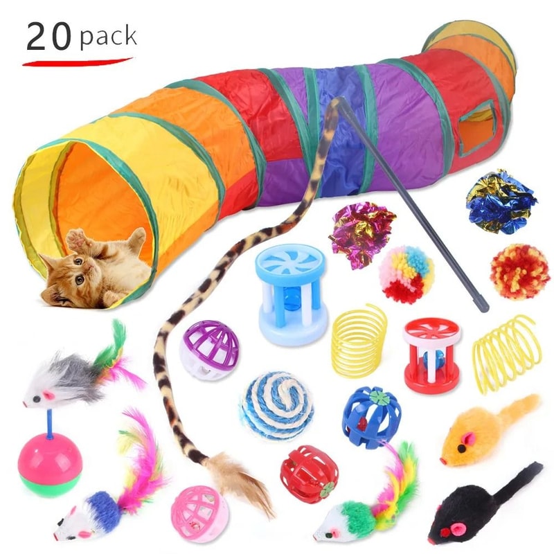 Kitten Toy Variety Pack For Chase Scratch And Bell Play 12