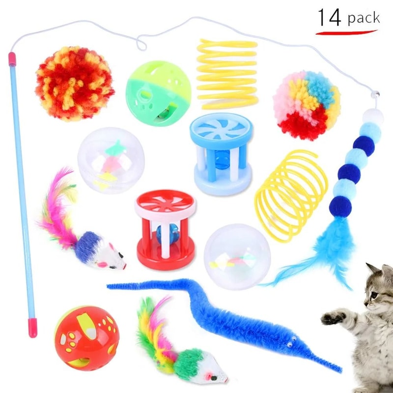 Kitten Toy Variety Pack For Chase Scratch And Bell Play 2