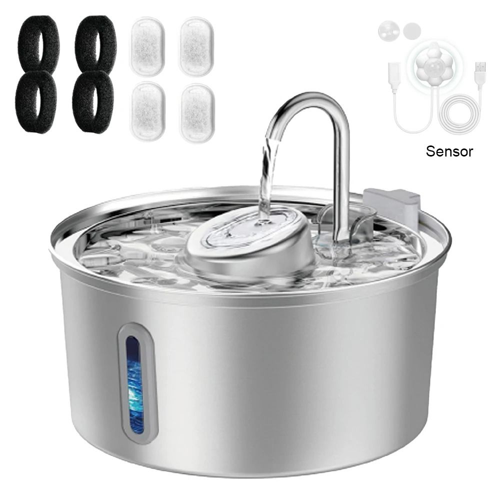 Stainless Steel Pet Water Fountain For Cats And Dogs 3