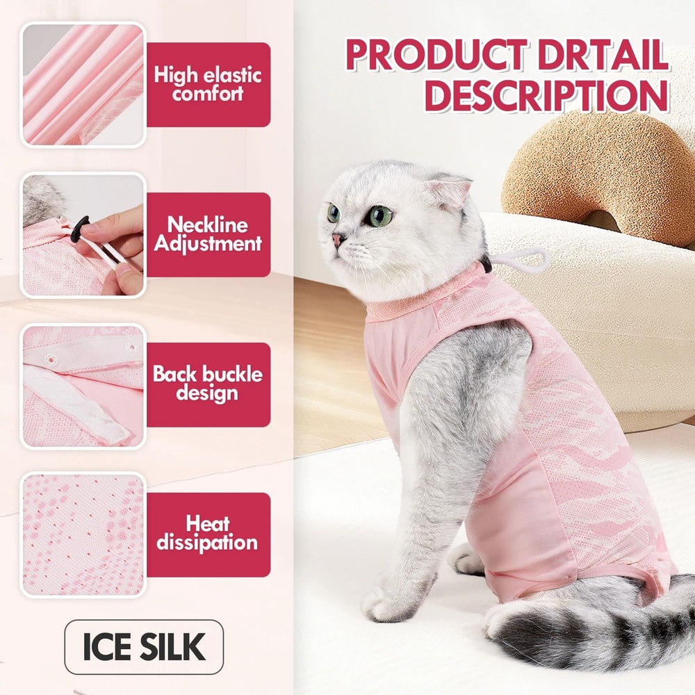 Breathable Cat Recovery Suit For Spay Surgery Care 4