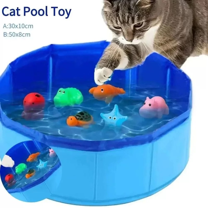 Foldable Pet Pool Bath Tub With Water Toys For Cats And Dogs 4