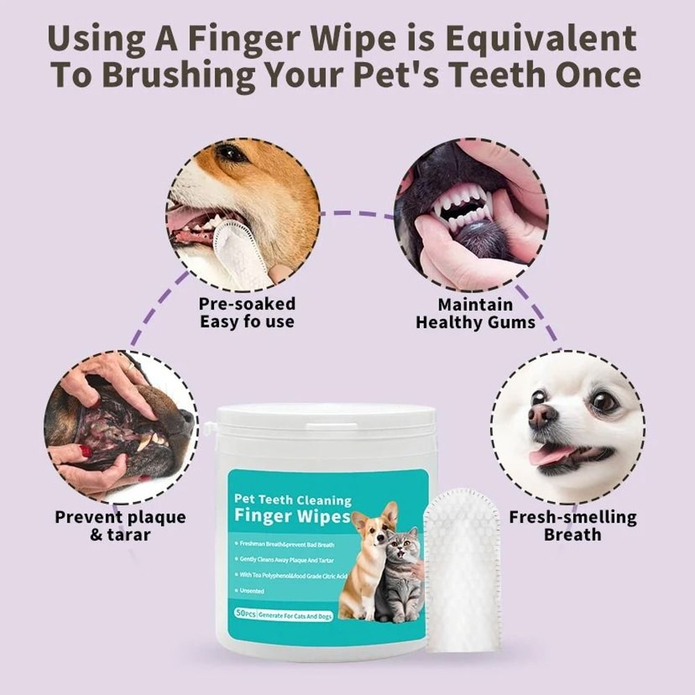 Disposable Pet Dental Finger Wipes For Dogs And Cats 3