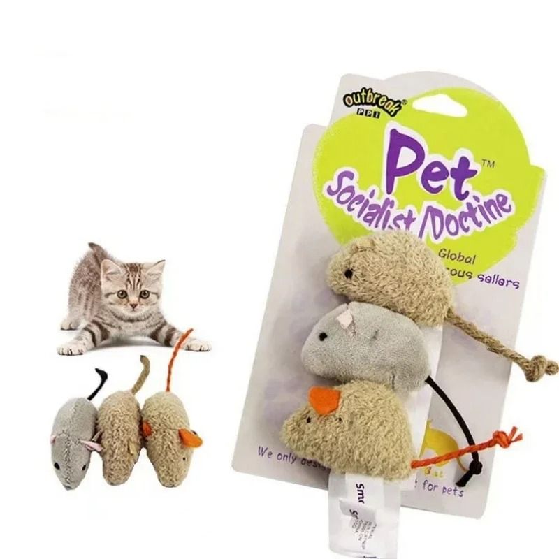 Plush Mouse Cat Toy Set For Interactive Kitten Play 5