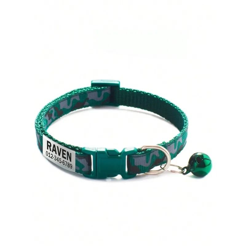 Personalized Camouflage Cat Collar With Name ID Tag 1