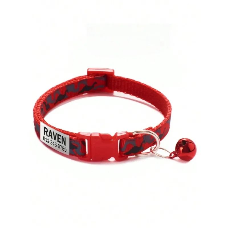 Personalized Camouflage Cat Collar With Name ID Tag 5