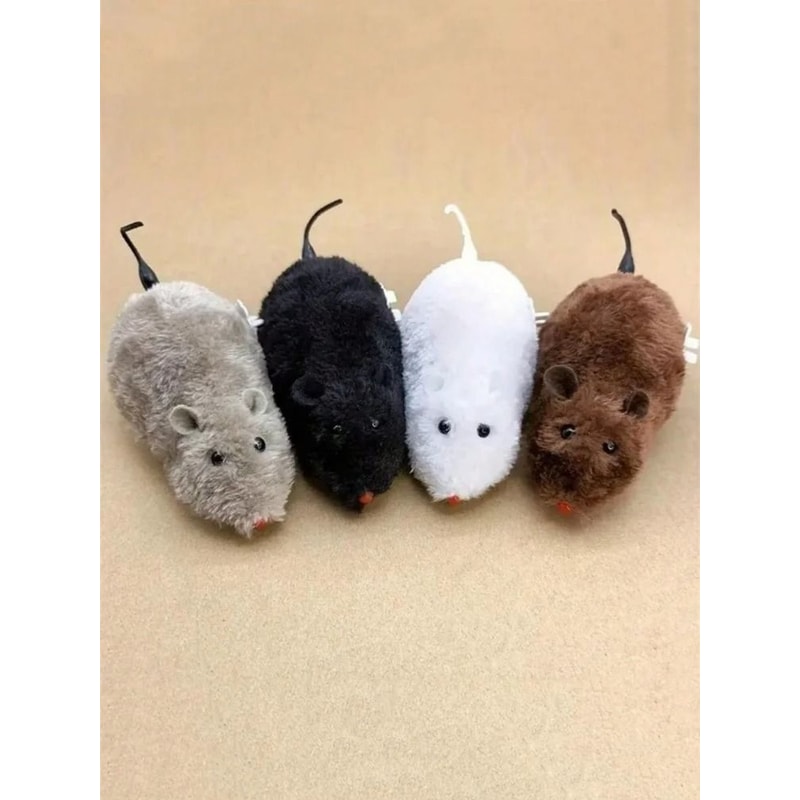 Wind Up Plush Mouse Cat Toy For Interactive Chase Play 0