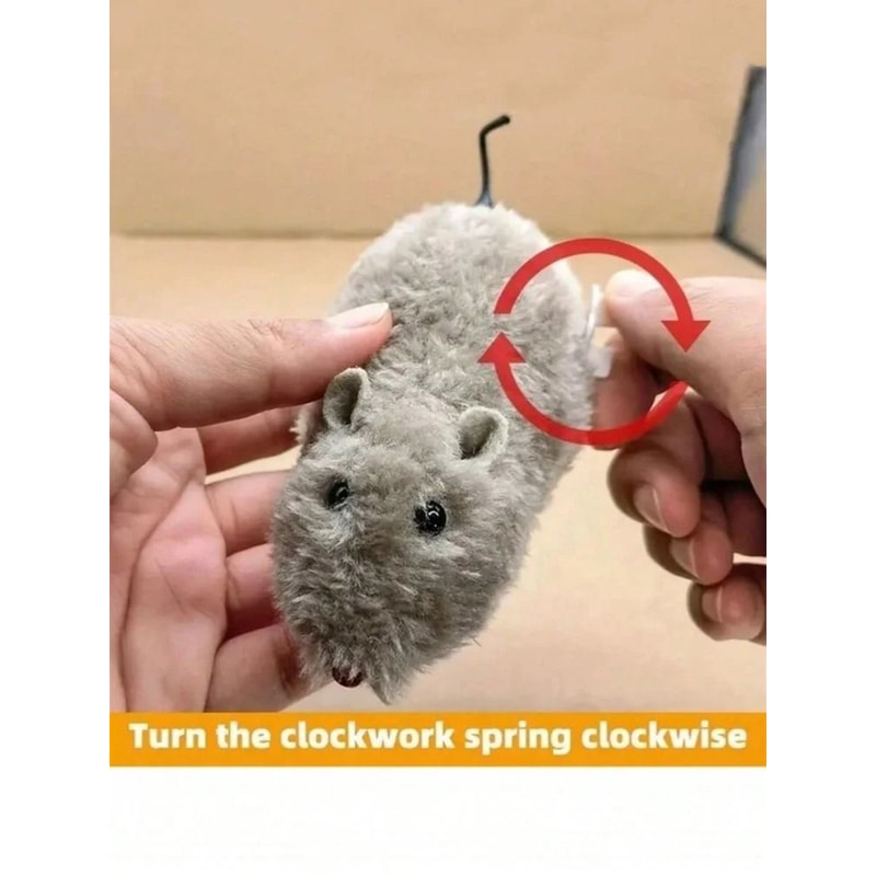 Wind Up Plush Mouse Cat Toy For Interactive Chase Play 3