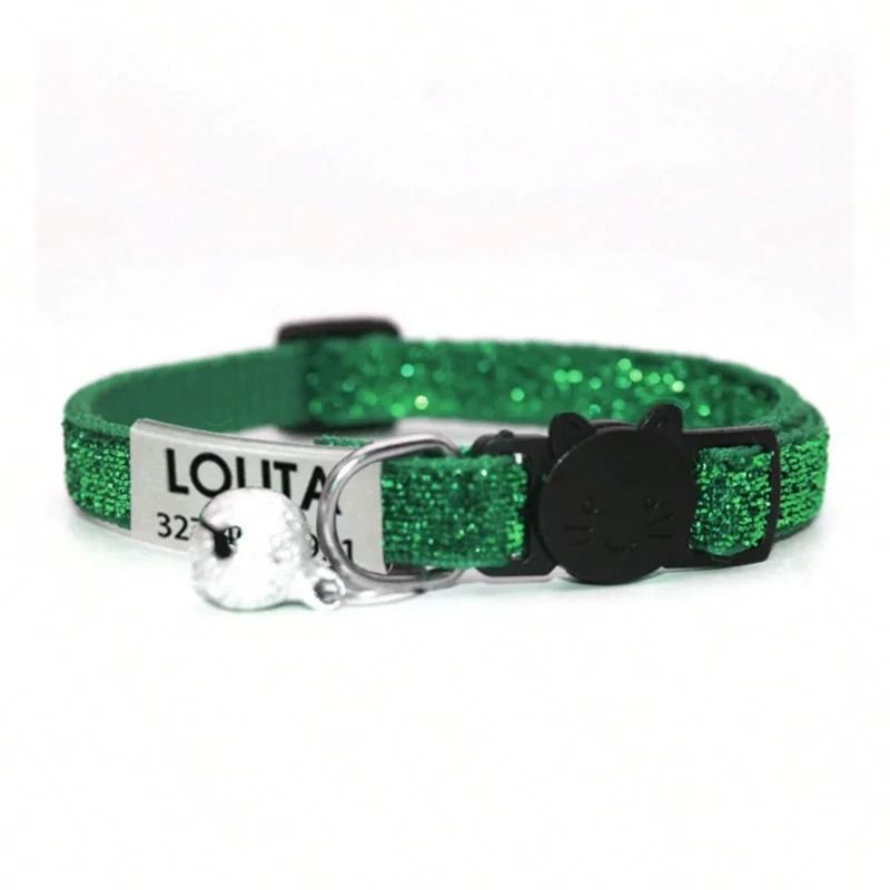 Customized Glitter Cat Collar With Engraved ID Tag 3