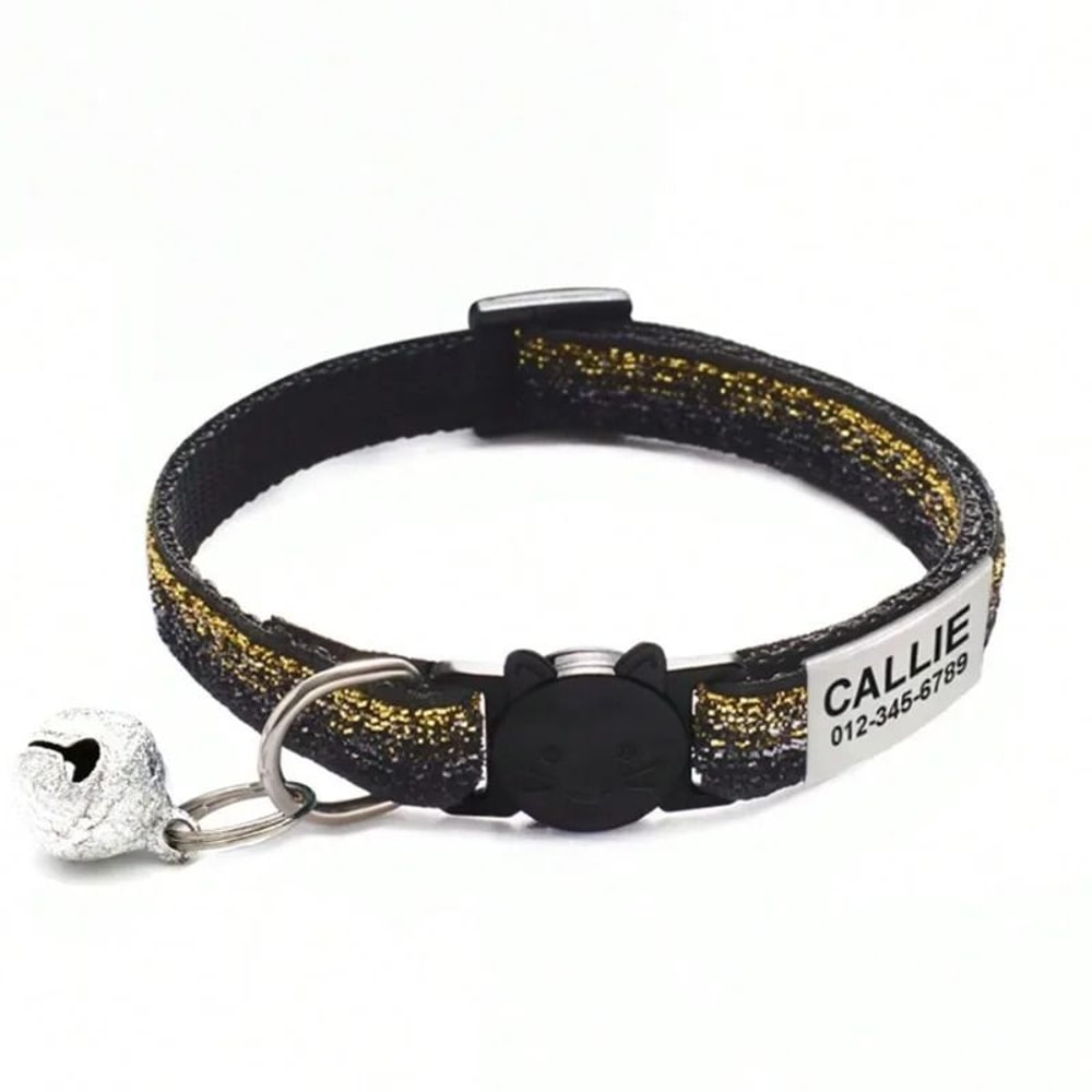 Customized Glitter Cat Collar With Engraved ID Tag 6