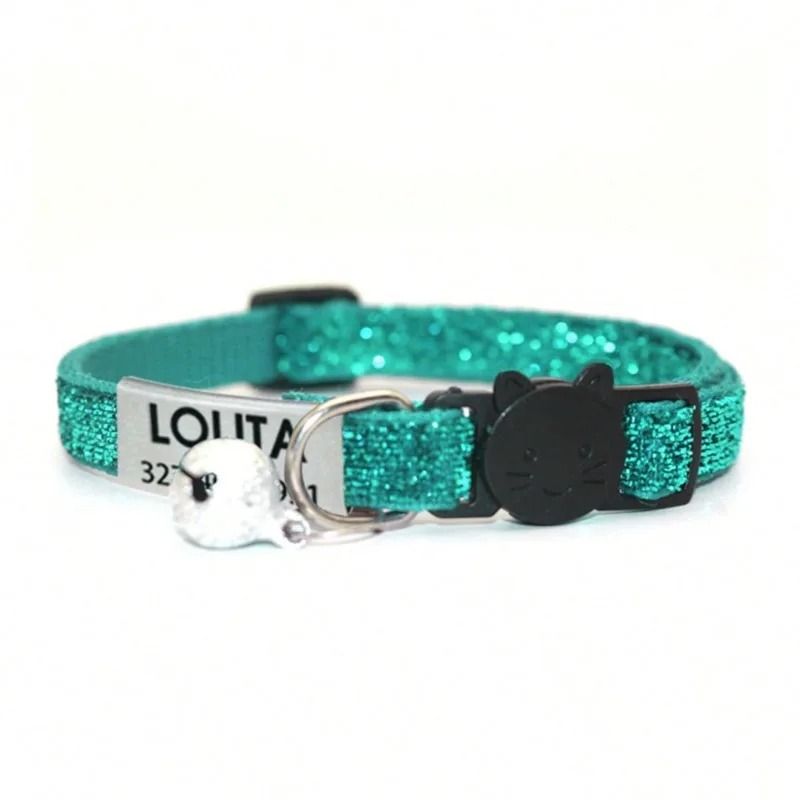 Customized Glitter Cat Collar With Engraved ID Tag 8