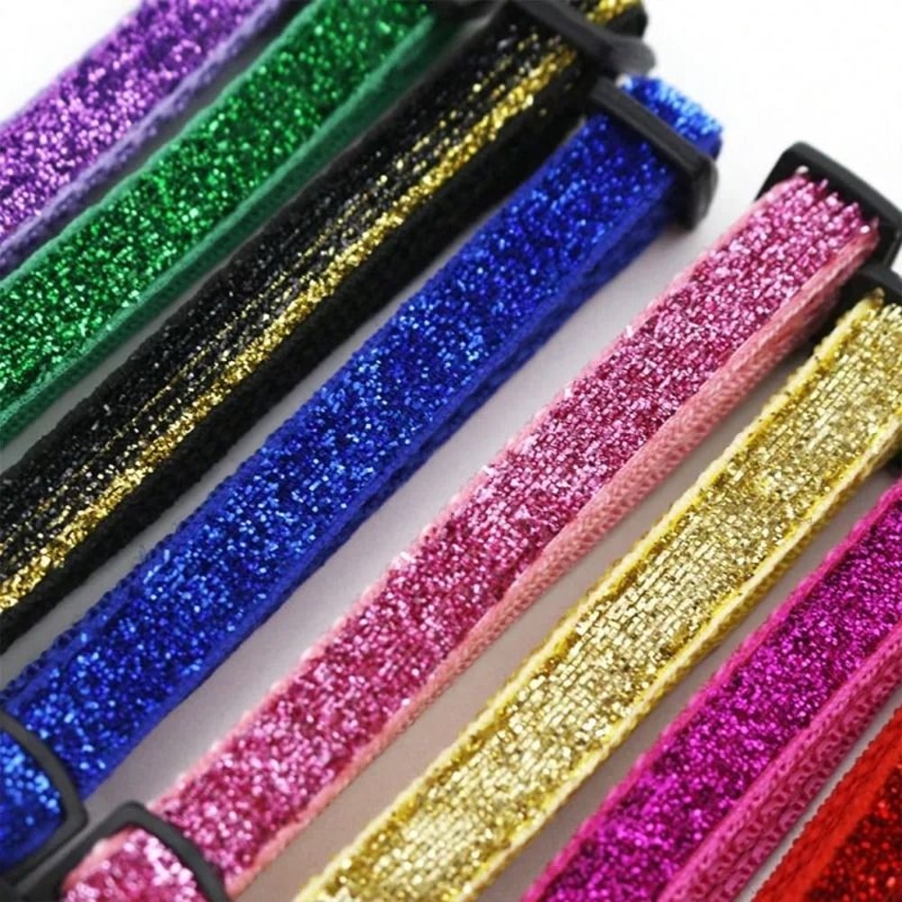 Customized Glitter Cat Collar With Engraved ID Tag 17