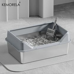 kemorela xl stainless steel cat litter box with lid