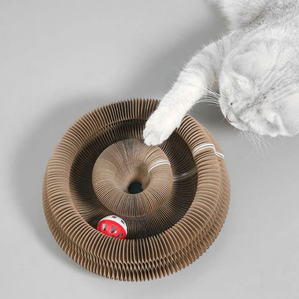Foldable Magic Organ Cat Scratching Board With Interactive Ball Track For Indoor Play 6