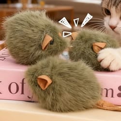 squeaky plush mouse cat toy for indoor chasing biting and hunting play
