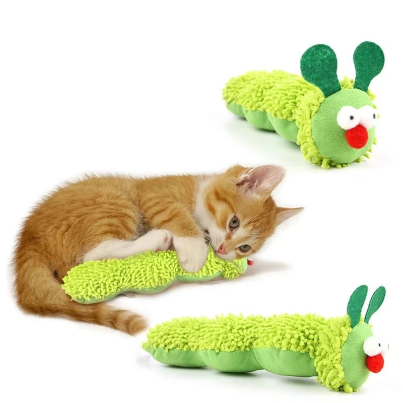 Caterpillar Catnip Silvervine Chew Toy For Dental Cleaning And Interactive Kitten Play 0
