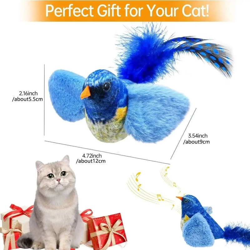 Wall Hanging Sounding Bird Cat Toy With Catnip For Indoor Chasing Play 21