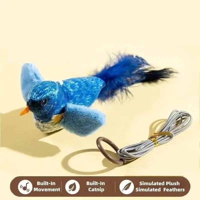 Wall Hanging Sounding Bird Cat Toy With Catnip For Indoor Chasing Play 20