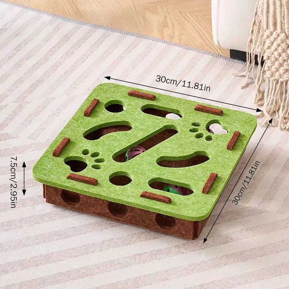 Felt Cat Puzzle Box Toy With Rolling Balls For Indoor Exercise And Training Play 3