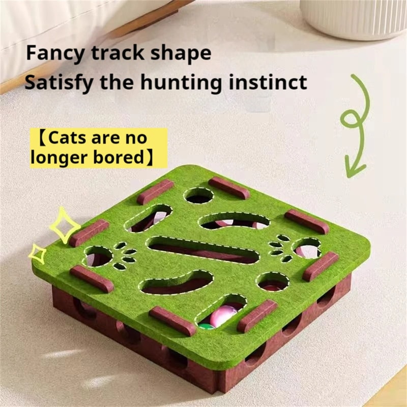 Felt Cat Puzzle Box Toy With Rolling Balls For Indoor Exercise And Training Play 10