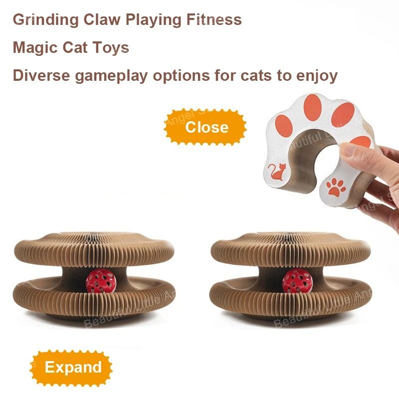 Round Magic Organ Cat Scratching Board With Ball Track For Claw Grinding Play 2