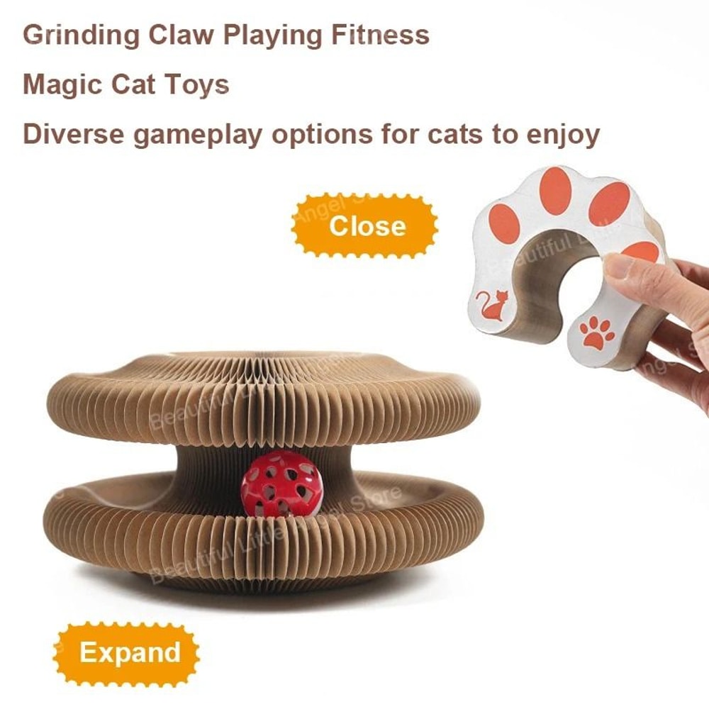 Round Magic Organ Cat Scratching Board With Ball Track For Claw Grinding Play 6