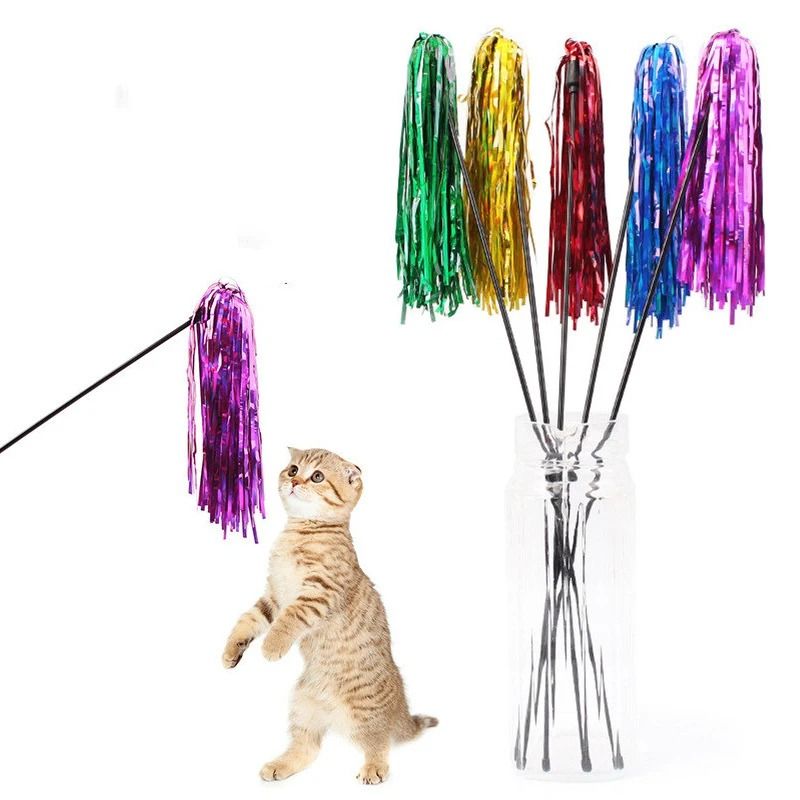 Colorful Ribbon Cat Wand Toy For Kittens And Indoor Cats 0