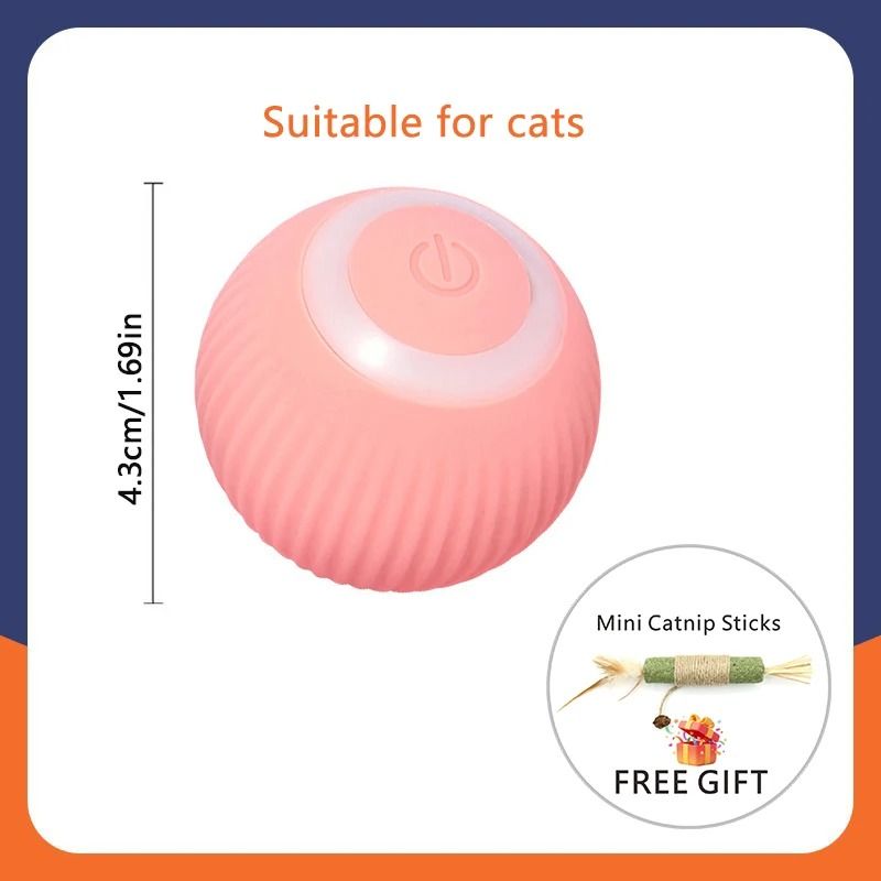 USB Rechargeable Automatic Rolling Cat Toy With Tail Teaser 2