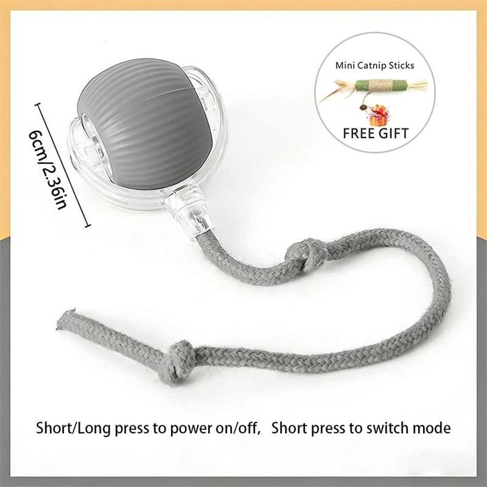 USB Rechargeable Automatic Rolling Cat Toy With Tail Teaser 11