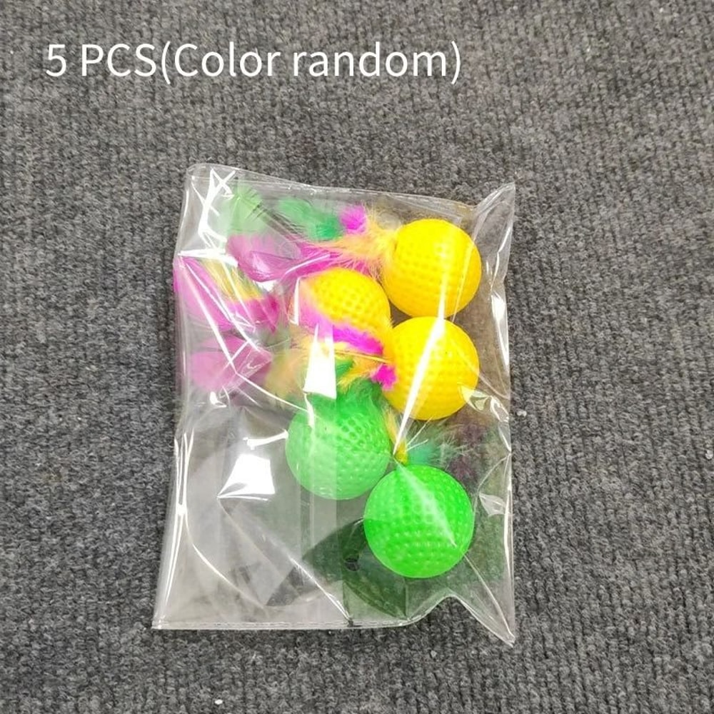Colorful Feather Golf Ball Cat Toy For Indoor Play 2