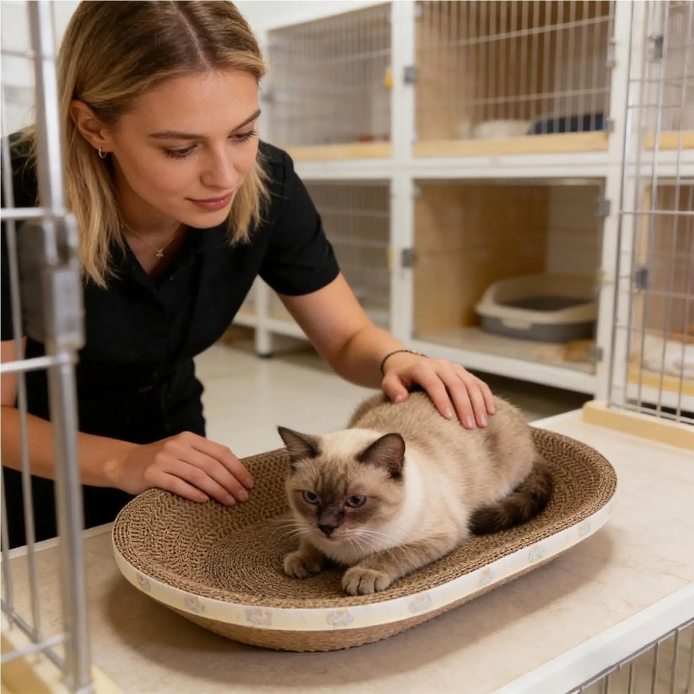 Oval Corrugated Cat Scratcher Bed For Indoor Cats 5