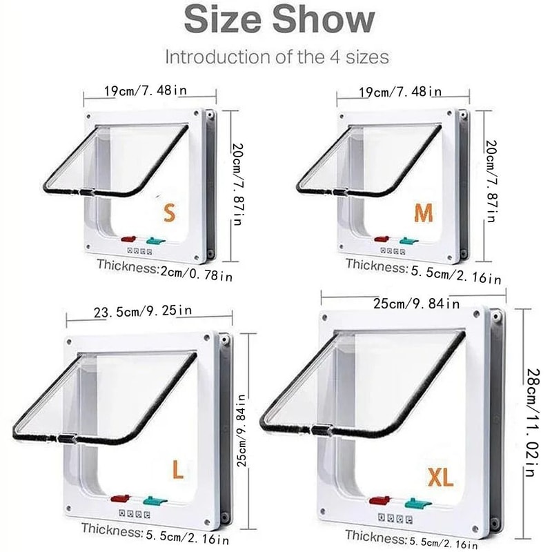 Weatherproof Four Way Locking Cat Door For Interior Cabinet And Garage Access 6