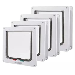 weatherproof four way locking cat door for interior cabinet and garage access